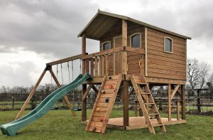 Super sized tree house swings slide climbing rock wall STTSwings