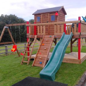 Play house large play deck timber sand box lid swing set