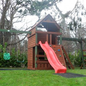 Tree house,monkey bars,rock wall ,slide, swings ,play center ,