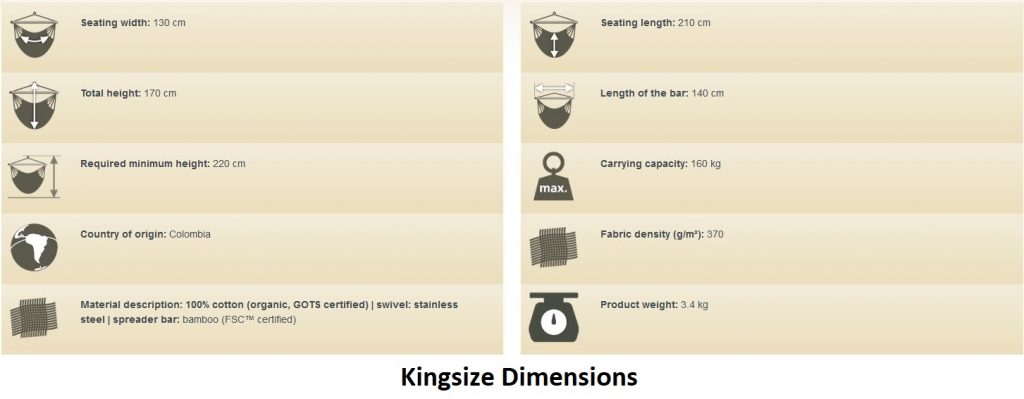 Hammock Chair Dimensions (Kingsize)