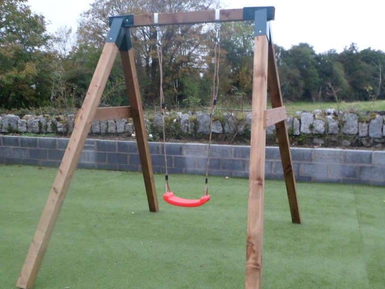 wooden single swing set