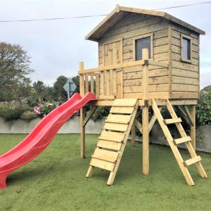 Clubhouse treehouse slide climbing wall access ladder