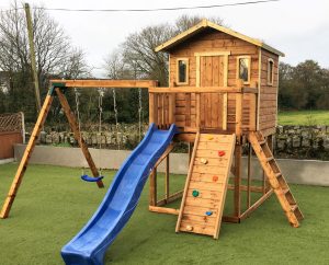 Wacky world tree house swings slide rockwall sttswings Ireland