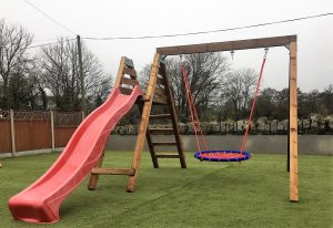Heavy duty basket nest swing plus slide set
