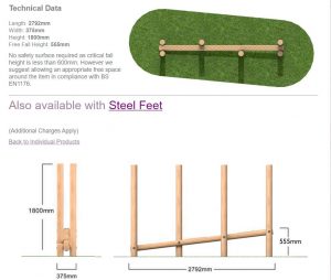 Sloping balance weave timber trail item sttswings