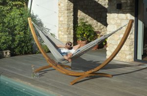 Larch Hammock Stand Double In Use
