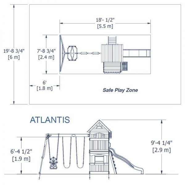 Atlantic Playtower and Swings - Dimensions