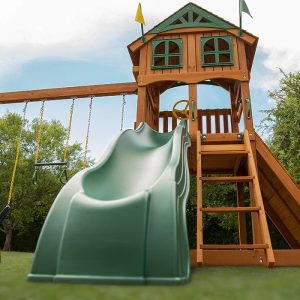 The Outing - playcentre, slide, swings, rock wall, access ladder, play deck, outdoor play sttswings Ireland