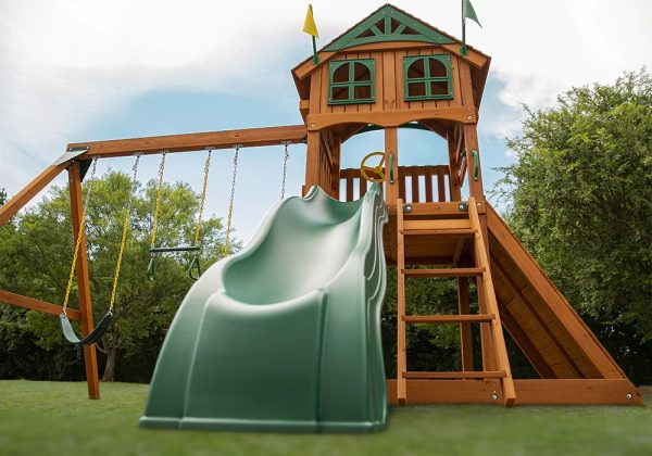 The Outing - playcentre, slide, swings, rock wall, access ladder, play deck, outdoor play sttswings Ireland