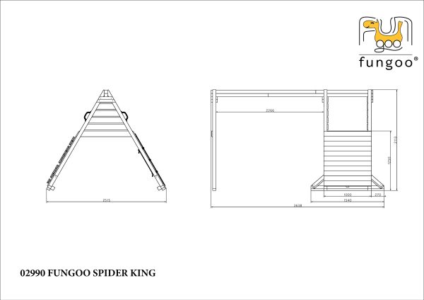 Wooden playground set with climbing wall, rope net, and two swings for kids, designed for safe and active outdoor play